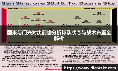 国米与门兴对决前瞻分析球队状态与战术布置全解析